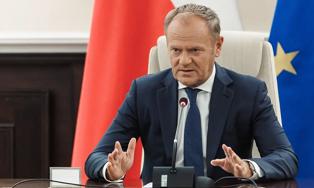 This September 10, 2025 hand out image released by the Polish Prime Ministers office shows Poland&rsquo;s Prime Minister Donald Tusk leading an emergency meeting in Warsaw after Russian drones violated Polish airspace. Photo: AFP