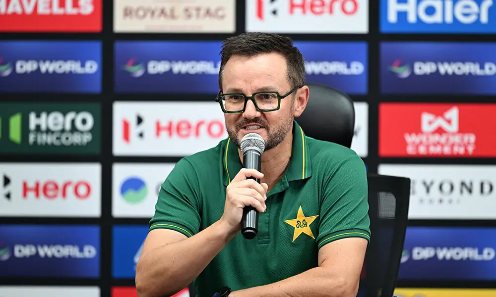 Pakistan&rsquo;s head coach Mike Hesson attends a press conference at Dubai International Stadium in Dubai on September 11, 2025, on the eve of their Asia Cup 2025 Twenty20 international cricket match against Oman. Photo: AFP