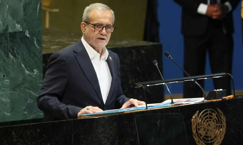 President of Iran Masoud Pezeshkian speaks during the United Nations General Assembly (UNGA) at the United Nations headquarters on September 24, 2025 in New York City. Photo: AFP