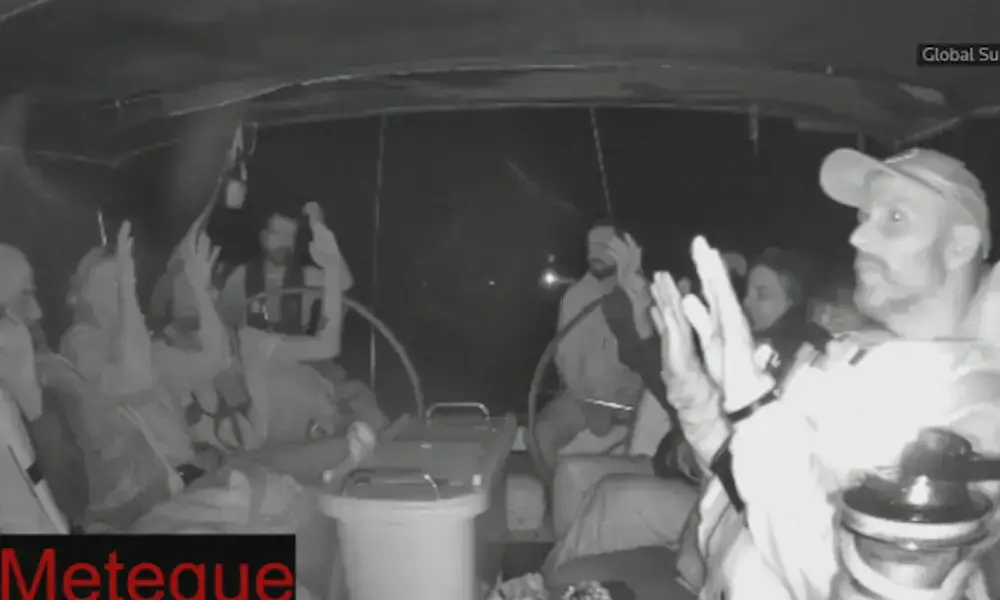 A screengrab from a live video footage. October 1, 2025. Global Sumud Flotilla/Handout via REUTERS