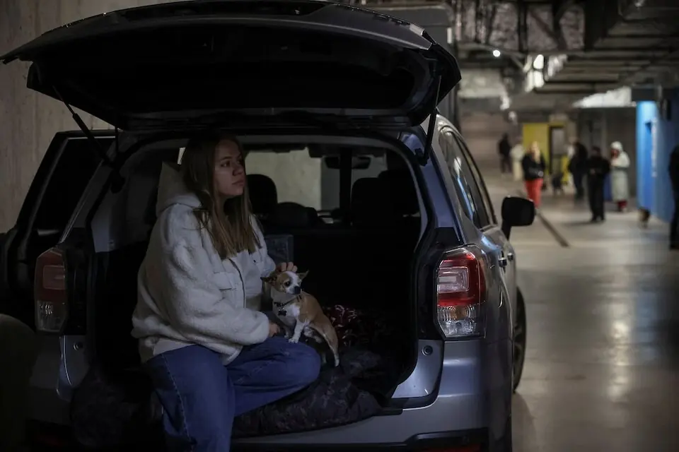People take shelter inside an underground parking during Russian drone and missile strikes, amid Russia&rsquo;s attack on Ukraine, in Lviv, Ukraine October 5, 2025. Photo:  Reuters