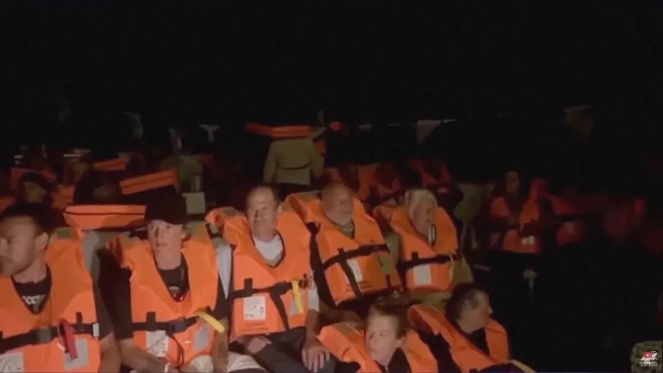 Crew of &ldquo;Conscience&rdquo;, a Gaza-bound vessel which is part of the Global Sumud Flotilla, sit aboard the boat as they are intercepted by Israeli security forces, in this screengrab obtained from a video released on October 8, 2025. Photo: Reuters