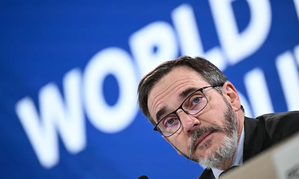 International Monetary Fund Chief Economist Pierre-Olivier Gourinchas speaks during the &ldquo;World Economic Outlook&rdquo; press briefing during the IMF/World Bank annual meetings in Washington, DC on October 14, 2025. Photo: AFP