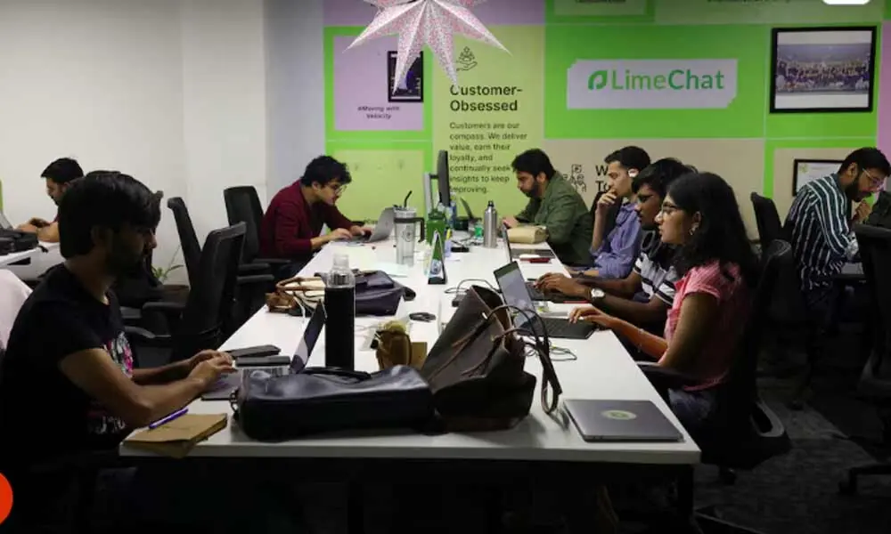 Developers work inside the office of AI startup LimeChat in Bengaluru, India, August 19, 2025. REUTERS
