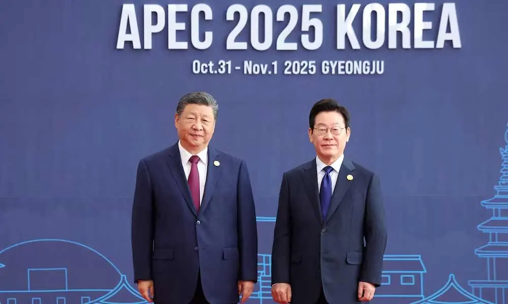 China’s President Xi Jinping and South Korea’s President Lee Jae Myung pose for photographs during the Asia-Pacific Economic Cooperation (APEC) summit in Gyeongju, South Korea, October 31, 2025. Reuters China’s President Xi Jinping and South Korea’s President Lee Jae Myung pose for photographs during the Asia-Pacific Economic Cooperation (APEC) summit in Gyeongju, South Korea, October 31, 2025. Reuters