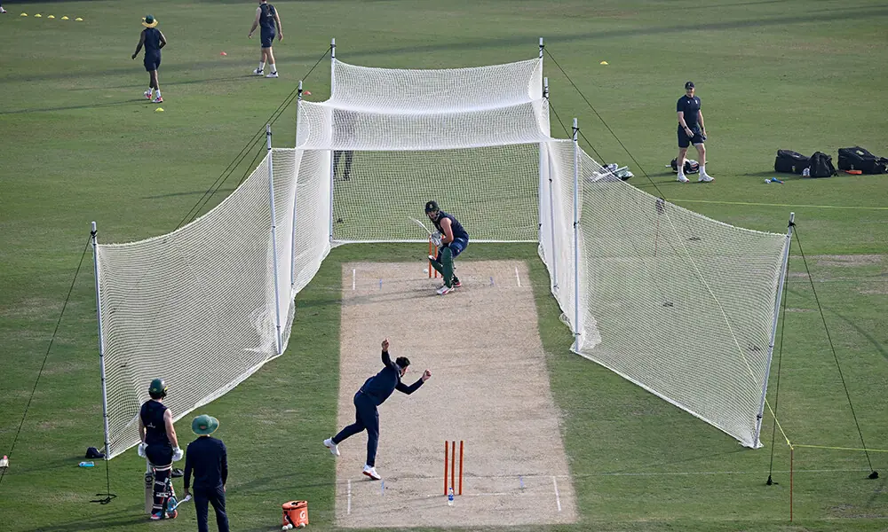 South Africa&rsquo;s players attend a practice session on the eve of their first one-day international (ODI) cricket match against Pakistan at the Iqbal Cricket Stadium in Faisalabad on November 3, 2025. Photo: AFP