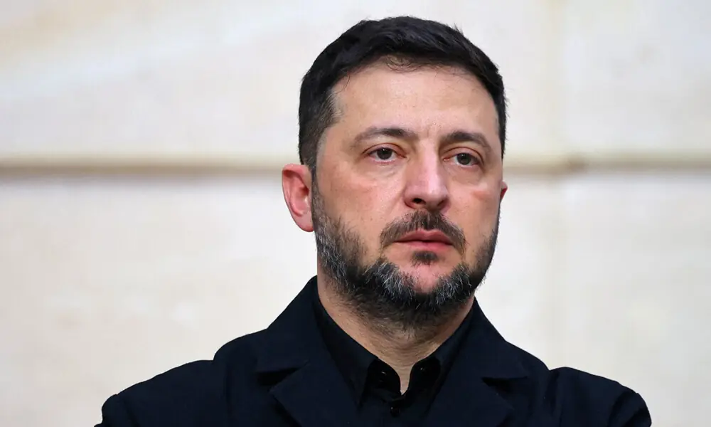 Ukraine&rsquo;s President Volodymyr Zelensky looks on during a joint press conference with France&rsquo;s President at the Elysee presidential Palace in Paris on November 17, 2025. Photo: AFP