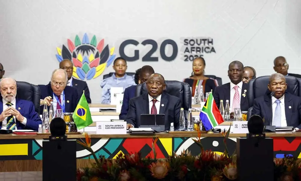 South Africa’s President Cyril Ramaphosa (C) speaks alongside Brazil’s President Luiz Inacio Lula da Silva (L) and Chairperson of the African Union Joao Lourenco (R) during the G20 Leaders’ Summit plenary session at the Nasrec Expo Centre, in Johannesburg on November 22, 2025. Photo: AFP South Africa’s President Cyril Ramaphosa (C) speaks alongside Brazil’s President Luiz Inacio Lula da Silva (L) and Chairperson of the African Union Joao Lourenco (R) during the G20 Leaders’ Summit plenary session at the Nasrec Expo Centre, in Johannesburg on November 22, 2025. Photo: AFP