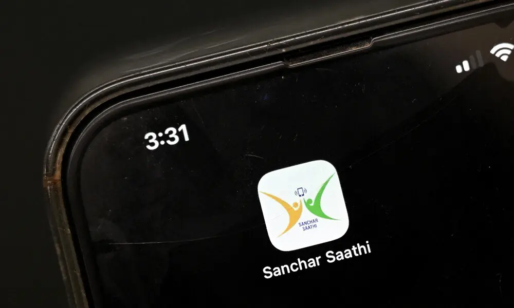 This photo illustration taken on December 2, 2025 shows the icon of the cyber safety application Sanchar Saathi on the screen of a smartphone in New Delhi. Photo: AFP