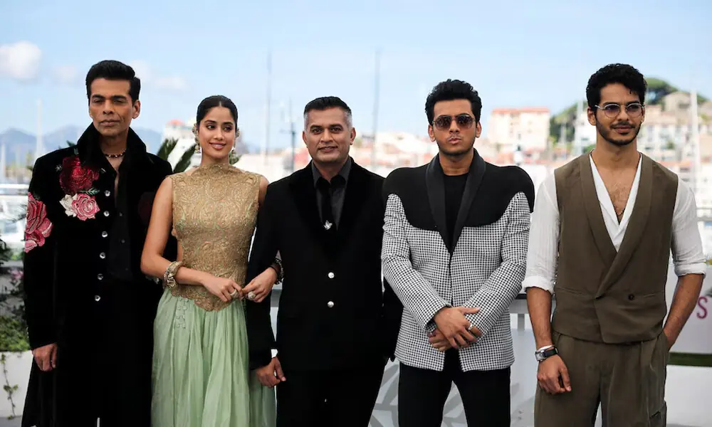 Director Neeraj Ghaywan and cast members Ishaan Khatter, Vishal Jethwa, Janhvi Kapoor and producer Karan Johar pose during a photocall for the film &ldquo;Homebound&rdquo; in competition for the category Un Certain Regard at the 78th Cannes Film Festival in Cannes, France. Photo: Reuters