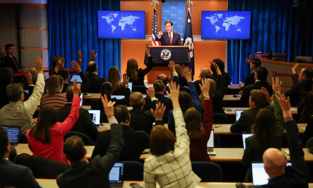 U.S. Secretary of State Marco Rubio holds his end-of-year press conference at the State Department in Washington, D.C., U.S., December 19, 2025. REUTERS