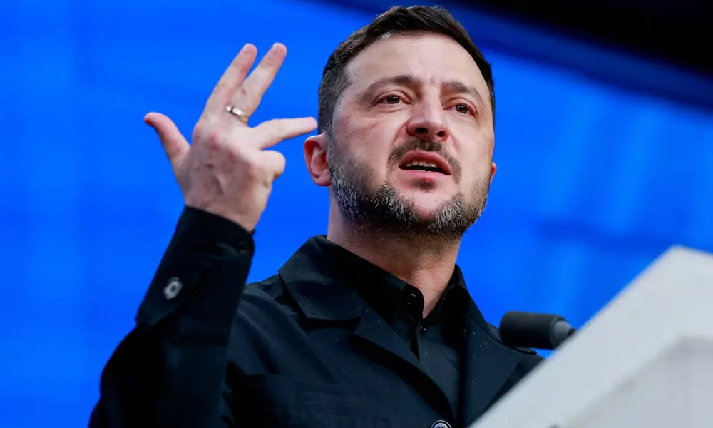 Ukrainian President Volodymyr Zelensky attends a press conference on the day of the European Union leaders&rsquo; summit in Brussels, Belgium, December 18, 2025. REUTERS