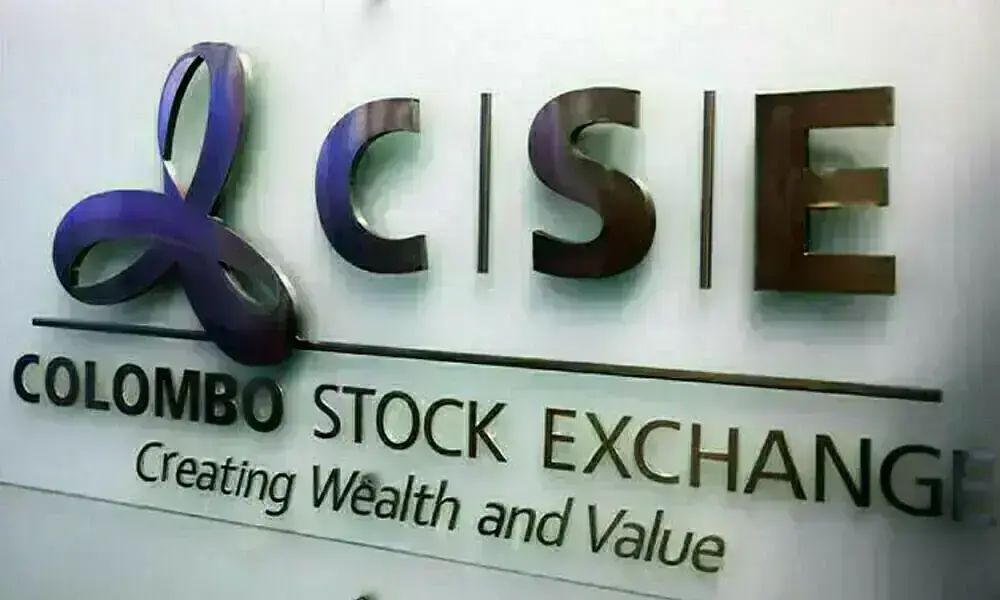 Colombo Stock Exchange logo board is seen at CSE premises in Colombo, Sri Lanka. Photo: Reuters