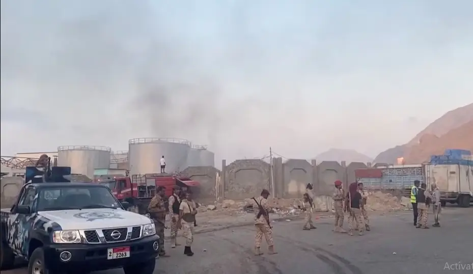 Smoke rises in the aftermath of a Saudi-led coalition airstrike, which targeted what it described as foreign military support to southern separatists, in Yemen&rsquo;s southern port of Mukalla, in this screengrab from a handout video obtained by Reuters on December 30, 2025.