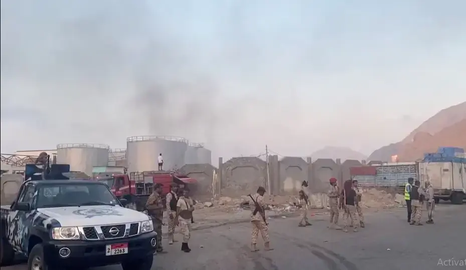 Smoke rises in the aftermath of a Saudi-led coalition airstrike, which targeted what it described as foreign military support to southern separatists, in Yemen&rsquo;s southern port of Mukalla, in this screengrab from a handout video obtained by Reuters on December 30, 2025.