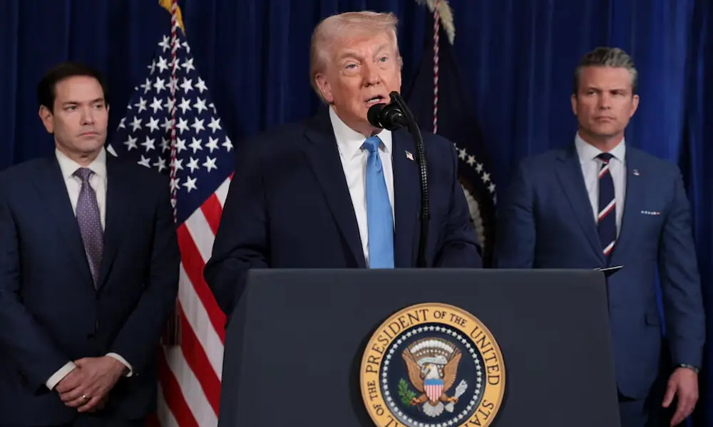 U.S. President Donald Trump speaks as Secretary of State Marco Rubio and Secretary of Defense Pete Hegseth look on during a press conference following a U.S. strike on Venezuela where President Nicolas Maduro and his wife, Cilia Flores, were captured, from Trump’s Mar-a-Lago club in Palm Beach, Florida, U.S., January 3, 2026. REUTERS U.S. President Donald Trump speaks as Secretary of State Marco Rubio and Secretary of Defense Pete Hegseth look on during a press conference following a U.S. strike on Venezuela where President Nicolas Maduro and his wife, Cilia Flores, were captured, from Trump’s Mar-a-Lago club in Palm Beach, Florida, U.S., January 3, 2026. REUTERS