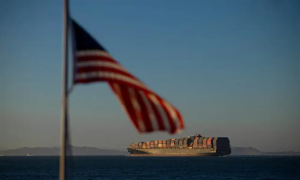 A cargo ship full of shipping containers departs the port of Oakland at the San Francisco Bay, California, U.S. Reuters