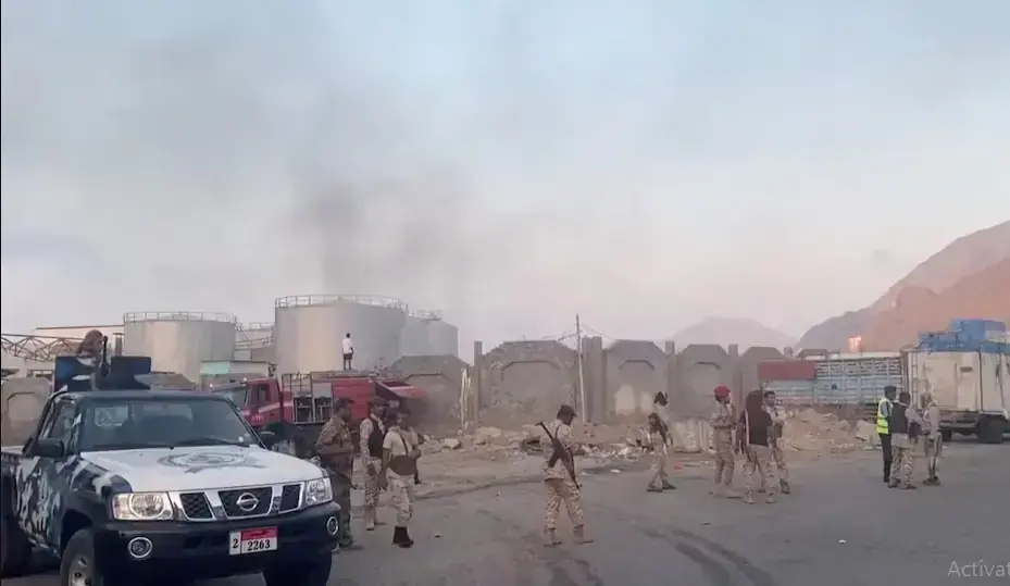 Smoke rises in the aftermath of a Saudi-led coalition airstrike, which targeted what it described as foreign military support to southern separatists, in Yemen&rsquo;s southern port of Mukalla, in this screengrab from a handout video obtained by Reuters on December 30, 2025.