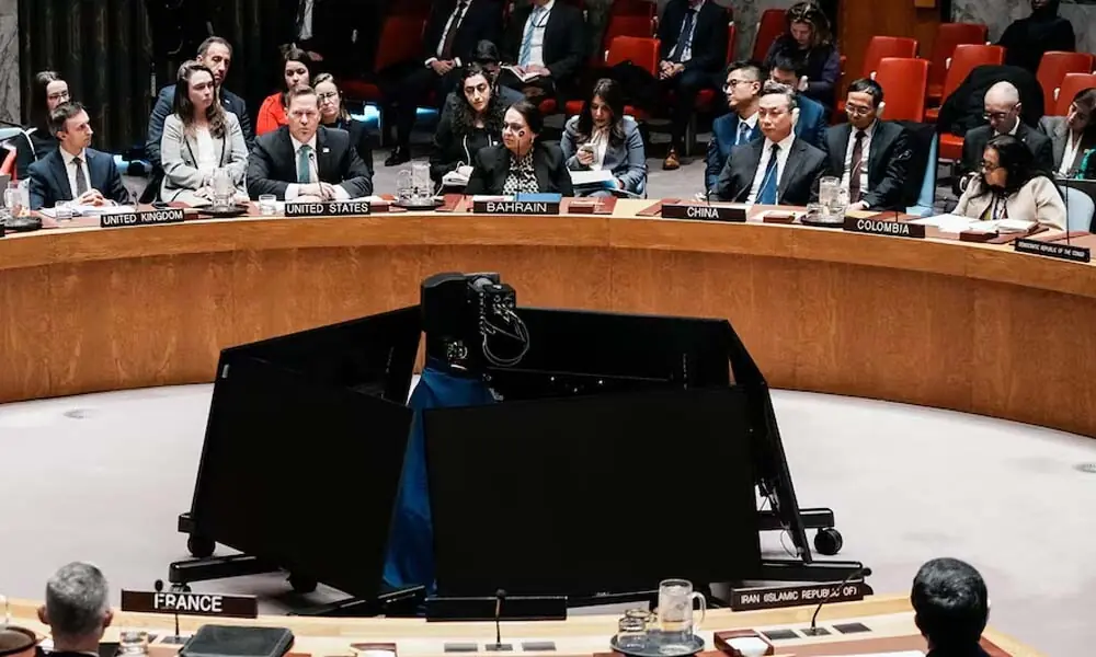 United States Ambassador to the United Nations Mike Waltz addresses during a meeting of the United Nations Security Council on Iran at the request of the United States at U.N. headquarters in New York City, U.S., January 15, 2026. Reuters