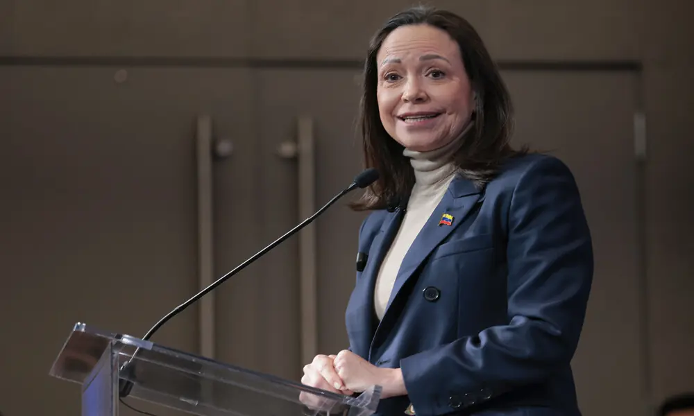 Venezuelan Opposition Leader and Nobel Peace Prize Winner Mar&Igrave;a Corina Machado speaks at the Heritage Foundation on January 16, 2026 in Washington, DC. Photo: AFP
