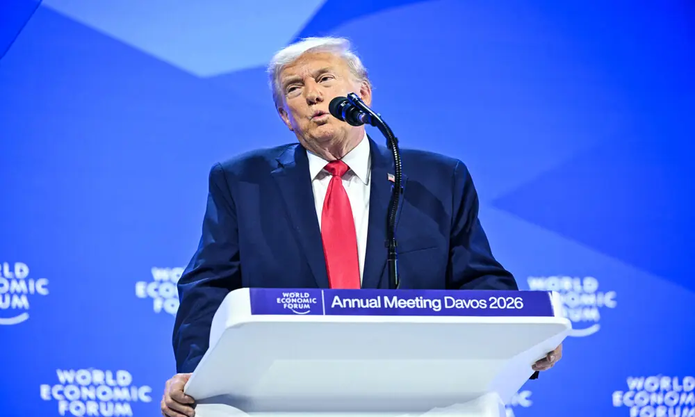 US President Donald Trump delivers a special address during the World Economic Forum (WEF) annual meeting in Davos on January 21, 2026. AFP