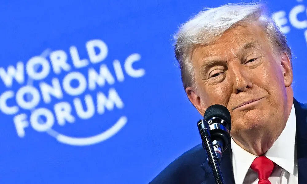 US President Donald Trump delivers a special address during the World Economic Forum (WEF) annual meeting in Davos on January 21, 2026. AFP