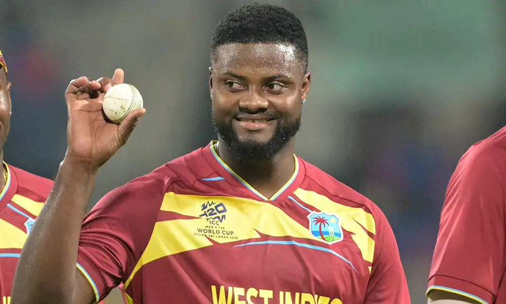 West Indies’ Romario Shepherd shows the ball after taking five-wicket haul during the 2026 ICC Men’s T20 Cricket World Cup group stage match between Scotland and West Indies at the Eden Gardens in Kolkata on February 7, 2026. Photo: AFP West Indies’ Romario Shepherd shows the ball after taking five-wicket haul during the 2026 ICC Men’s T20 Cricket World Cup group stage match between Scotland and West Indies at the Eden Gardens in Kolkata on February 7, 2026. Photo: AFP