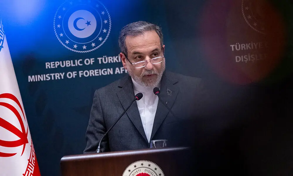 In this handout photograph taken and released on January 30, 2026 by the Turkish Foreign Ministry press service Iran&rsquo;s Foreign Minister Abbas Araqchi speaks during a joint press conference with his Turkish counterpart following their meeting in Istanbul. Photo: AFP