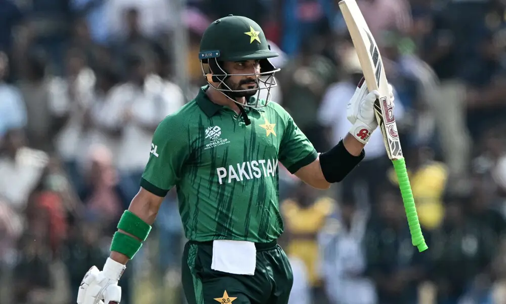Pakistan&rsquo;s Sahibzada Farhan celebrates after scoring a half-century (50 runs) during the 2026 ICC Men&rsquo;s T20 Cricket World Cup group stage match between Pakistan and Namibia at the Sinhalese Sports Club (SSC) Ground in Colombo on February 18, 2026. Photo: AFP