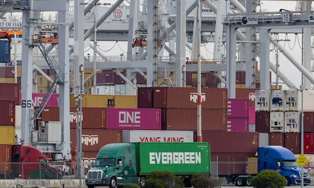 Shipping containers at the port of Oakland following the Supreme Court&rsquo;s ruling that Trump had exceeded his authority when he imposed tariffs, in Oakland, California, U.S., February 23, 2026. Photo: Reuters