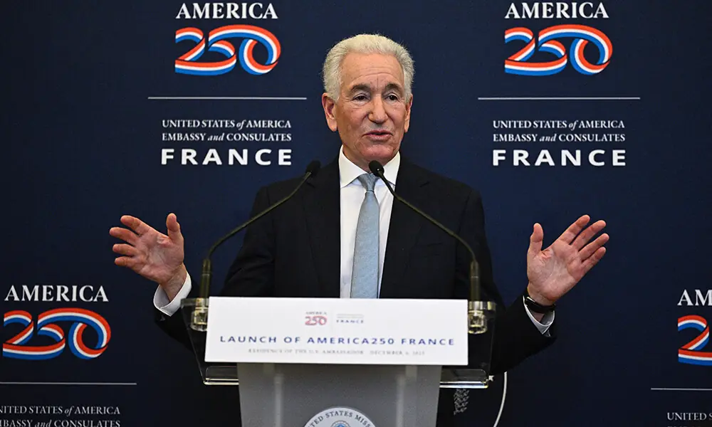 US Ambassador to France Charles Kushner delivers a speech for the official launch of America 250, to celebrate the 250th birthday of the US in 2026, at the US ambassy in Paris, on December 4, 2025. Photo: AFP US Ambassador to France Charles Kushner delivers a speech for the official launch of America 250, to celebrate the 250th birthday of the US in 2026, at the US ambassy in Paris, on December 4, 2025. Photo: AFP