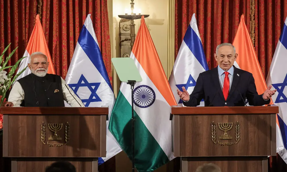 Israel&rsquo;s Prime Minister Benjamin Netanyahu and his Indian counterpart Narendra Modi attend a press conference in Jerusalem on February 26, 2026.Photo: AFP