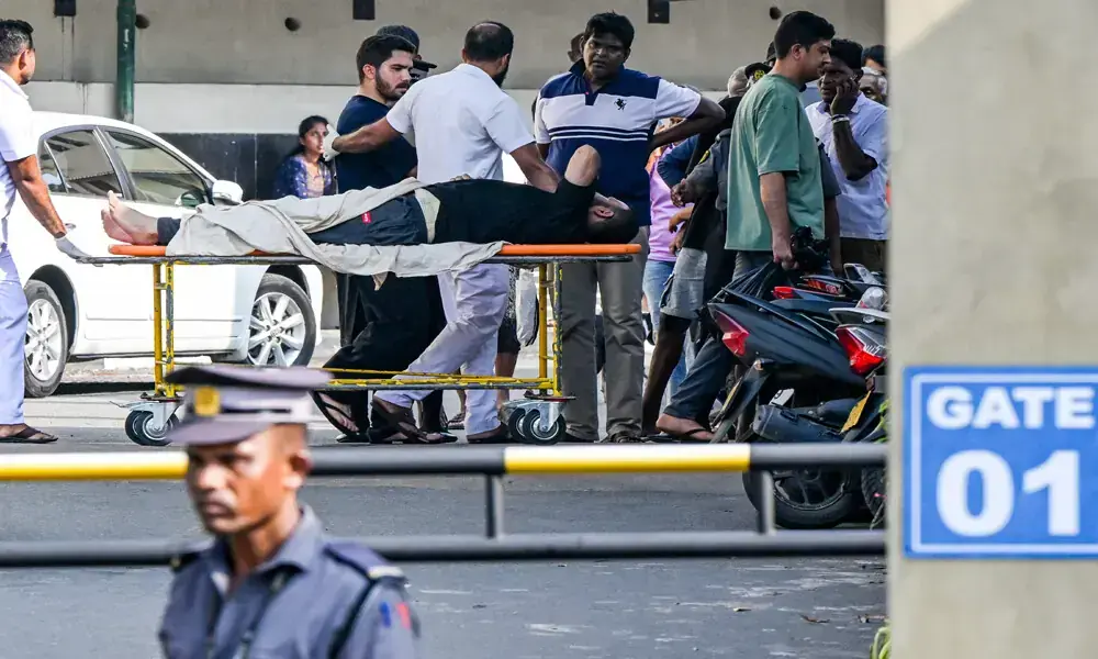 An injured Iranian sailor rescued from their frigate IRIS Dena after a US submarine torpedoed it off Sri Lanka&rsquo;s coast amid the Middle East war, receives treatment at the Karapitiya hospital in Galle. Photo: AFP