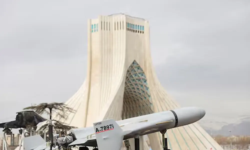 A Shahed drone on display during the 47th anniversary of the Islamic Revolution in Tehran, Iran. Photo: Reuters A Shahed drone on display during the 47th anniversary of the Islamic Revolution in Tehran, Iran. Photo: Reuters
