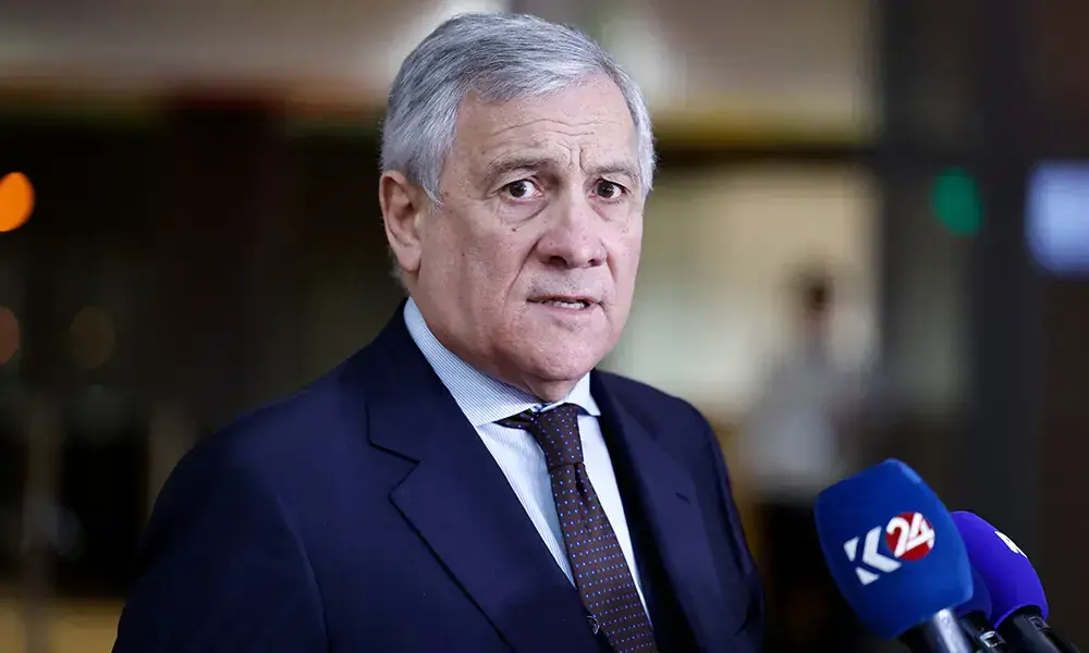 Italy&rsquo;s Foreign Minister Antonio Tajani talks to journalists upon arrival ahead of a EU Foreign Affairs Council meeting at the EU headquarters in Brussels on January 29, 2026. Photo: AFP