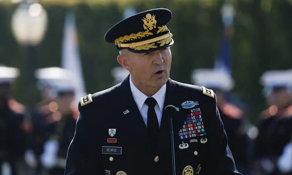 General Randy George, Chief of Staff of the U.S. Army speaks during a ceremony honoring prisoners of war, at the Pentagon in Washington, D.C. US. Photo: Reuters General Randy George, Chief of Staff of the U.S. Army speaks during a ceremony honoring prisoners of war, at the Pentagon in Washington, D.C. US. Photo: Reuters