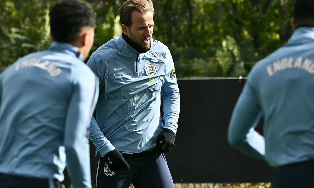 England&rsquo;s striker Harry Kane (C) takes part in a training session at the Tottenham training centre in Enfield, north London, on March 30, 2026, ahead of their international friendly football match against Japan. Photo: AFP