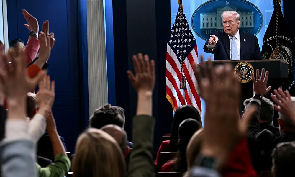 US President Donald Trump speaks about the conflict in Iran in the James S. Brady Press Briefing Room of the White House on April 6, 2026 in Washington, DC. Photo: AFP