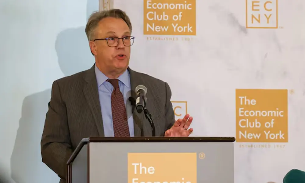 John C. Williams, President and CEO of the Federal Reserve Bank of New York, speaks to the Economic Club of New York in New York City, U.S., September 4, 2025. File Photo: Reuters