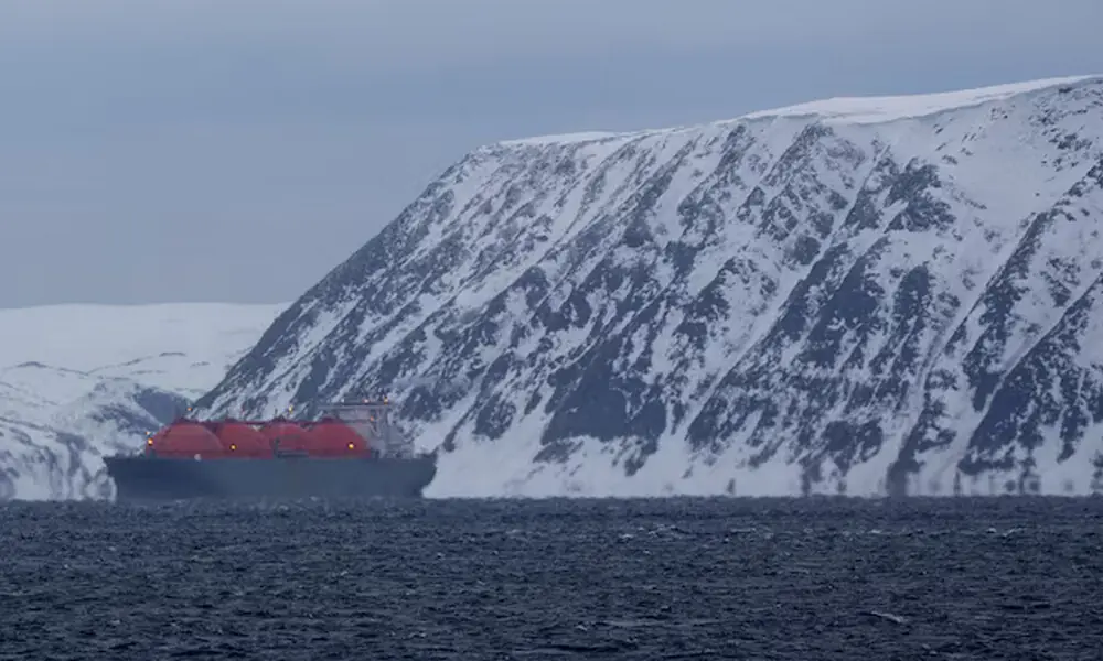 An LNG tanker waits to dock at Western Europe's largest liquefied natural gas plant Hammerfest LNG, in Hammerfest, Norway, March 14, 2024. File Photo: Reuters