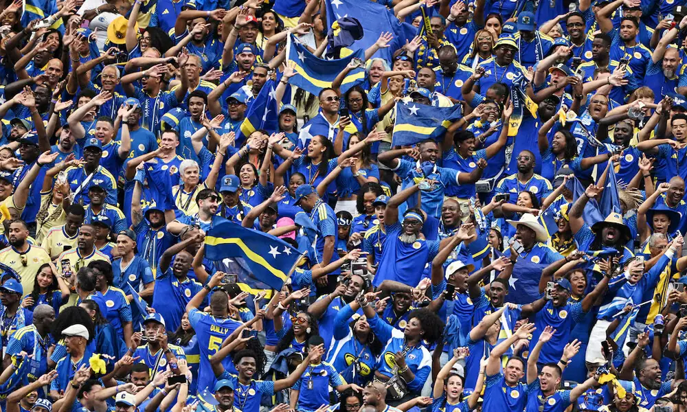 Curacao fans celebrate their first goal. Photo: Reuters