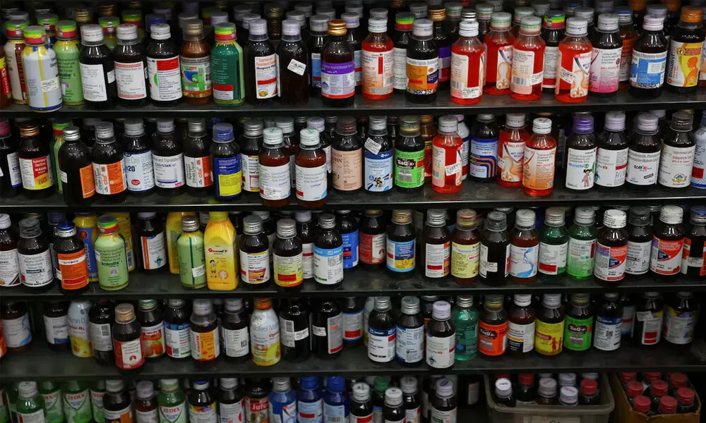 Bottles of cough syrup stand on shelfs at a chemist's in New Delhi, India, June 16, 2026. REUTERS Bottles of cough syrup stand on shelfs at a chemist's in New Delhi, India, June 16, 2026. REUTERS