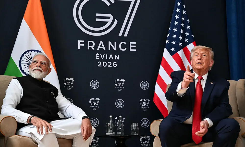 US President Donald Trump (R) and India's Prime Minister Narendra Modi (L) speak during a bilateral meeting as part of the G7 summit, in Evian, eastern France, on June 17, 2026. Photo: AFP US President Donald Trump (R) and India's Prime Minister Narendra Modi (L) speak during a bilateral meeting as part of the G7 summit, in Evian, eastern France, on June 17, 2026. Photo: AFP