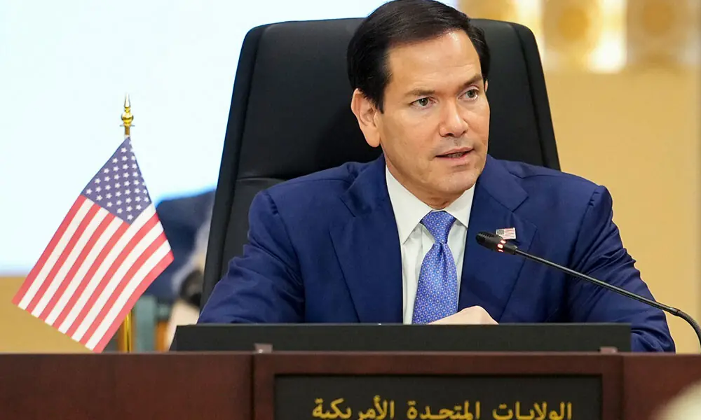 US Secretary of State Marco Rubio speaks during a meeting with foreign ministers of the Gulf Cooperation Council Member States during his visit to the Middle East to discuss the interim deal between the US and Iran with Arab Gulf allies, in Manama on June 25, 2026. Photo: AFP