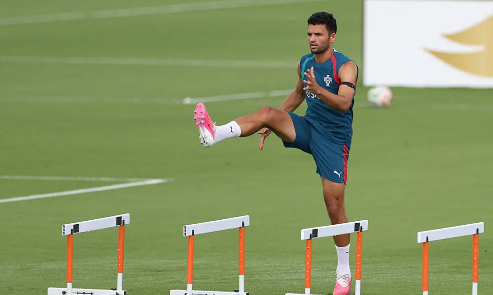 Portugal's forward #09 Goncalo Ramos takes part in a training session Gardens North County District Park in Palm Beach Gardens on June 25, 2026, during the 2026 World Cup football tournament. Photo: AFP