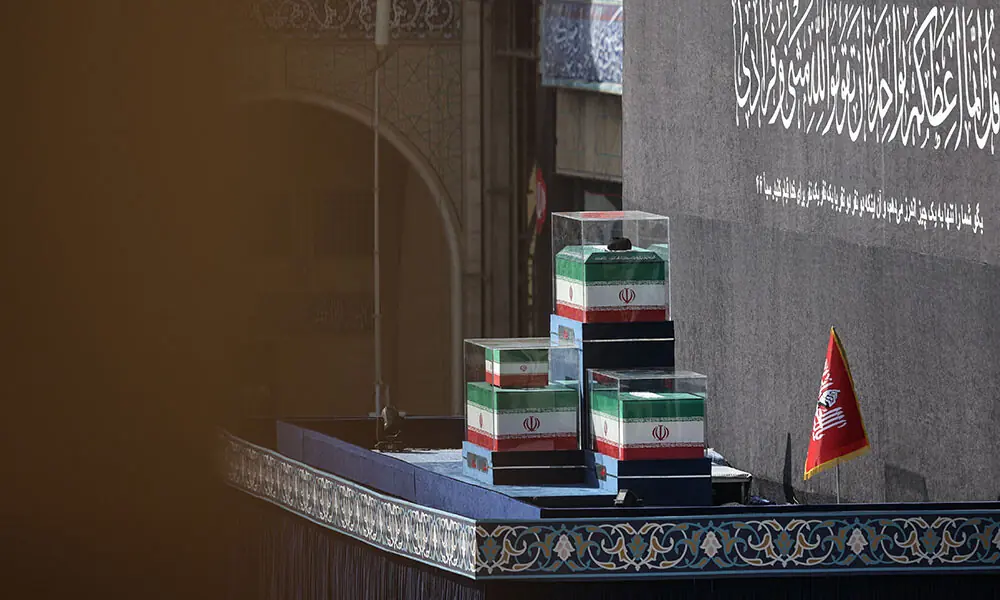 The coffins of Iran's slain supreme leader Ayatollah Ali Khamenei and his family members are pictured at the Grand Mosalla at the start of the funeral ceremonies in Tehran on July 4, 2026. Photo: AFP The coffins of Iran's slain supreme leader Ayatollah Ali Khamenei and his family members are pictured at the Grand Mosalla at the start of the funeral ceremonies in Tehran on July 4, 2026. Photo: AFP