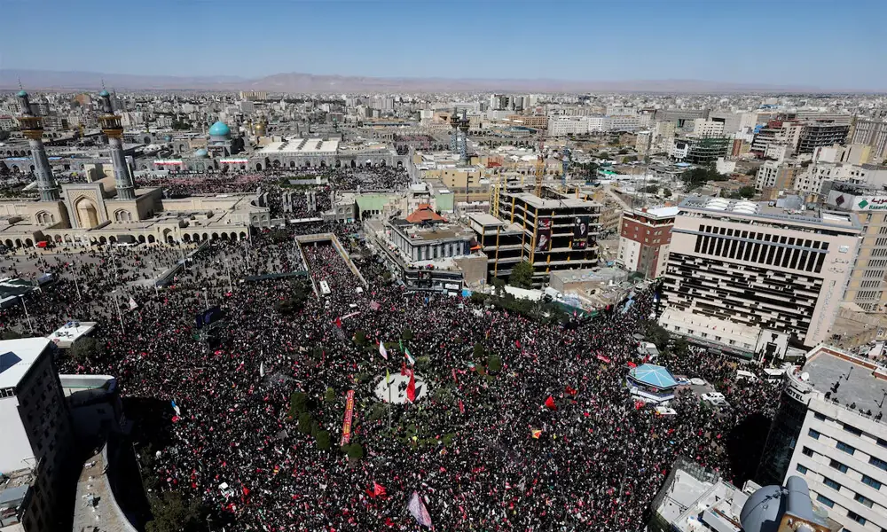Mourners gather on the day of the burial of Iran's late Supreme Leader Ayatollah Ali Khamenei, who was killed on February 28 in Israeli and U.S. airstrikes, in Mashhad, Iran, July 9, 2026. REUTERS Mourners gather on the day of the burial of Iran's late Supreme Leader Ayatollah Ali Khamenei, who was killed on February 28 in Israeli and U.S. airstrikes, in Mashhad, Iran, July 9, 2026. REUTERS