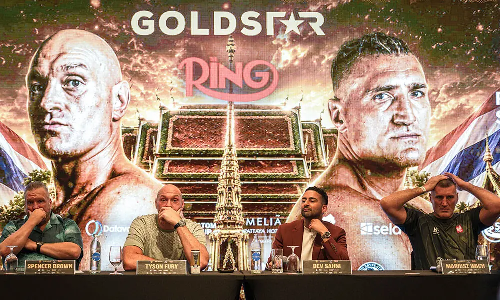 Britain's Tyson Fury (2nd L) and Poland's Mariusz Wach (2nd R) attend a press conference ahead of their charity boxing bout in Pattaya on July 22, 2026. Photo: AFP Britain's Tyson Fury (2nd L) and Poland's Mariusz Wach (2nd R) attend a press conference ahead of their charity boxing bout in Pattaya on July 22, 2026. Photo: AFP