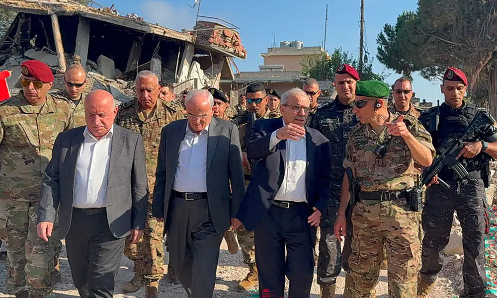 This handout picture taken and released on July 22, 2026 by the Lebanese prime minister's media office shows Lebanon's Prime Minister Nawaf Salam (centre, R) visiting the southern village of Zawtar al-Gharbiya, after the withdrawal of Israeli troops from the area. Photo: AFP This handout picture taken and released on July 22, 2026 by the Lebanese prime minister's media office shows Lebanon's Prime Minister Nawaf Salam (centre, R) visiting the southern village of Zawtar al-Gharbiya, after the withdrawal of Israeli troops from the area. Photo: AFP