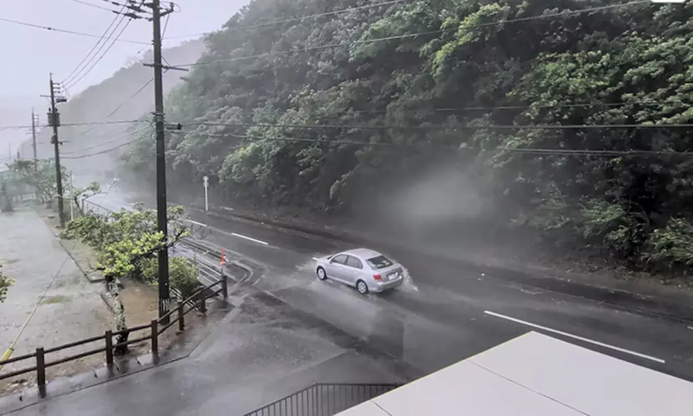 A car makes its way through strong winds and rain as Typhoon Dolphin approaches, in Nazeasahicho, Amami, Kagoshima, Japan, August 7, 2026. Reuters A car makes its way through strong winds and rain as Typhoon Dolphin approaches, in Nazeasahicho, Amami, Kagoshima, Japan, August 7, 2026. Reuters